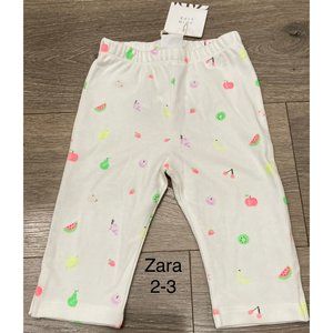 NWT Zara toddler girl 2-3 neon fruit pants